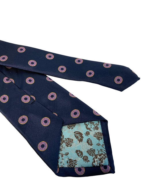 navy mens tie with doughnut donut quirky design